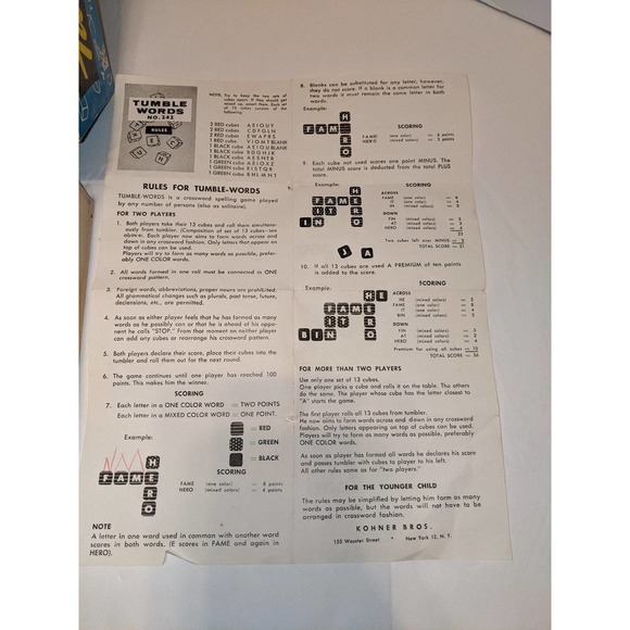 Vintage 1963 Tumble Words The Crossword Board Game Kohner Rare Complete - Picture 5 of 11